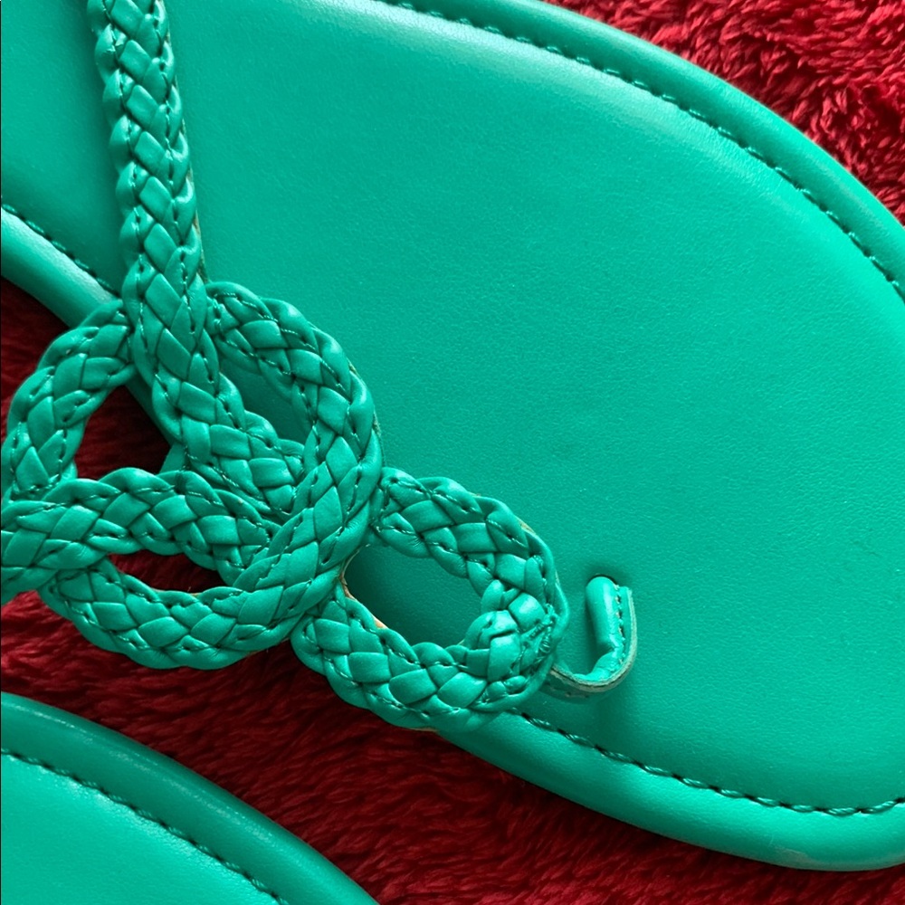 Talbots Green Sandals with Floral Accents - Picture 3 of 5